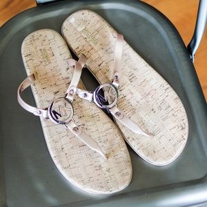 MICHAEL KORS Rose Gold Flip Flops